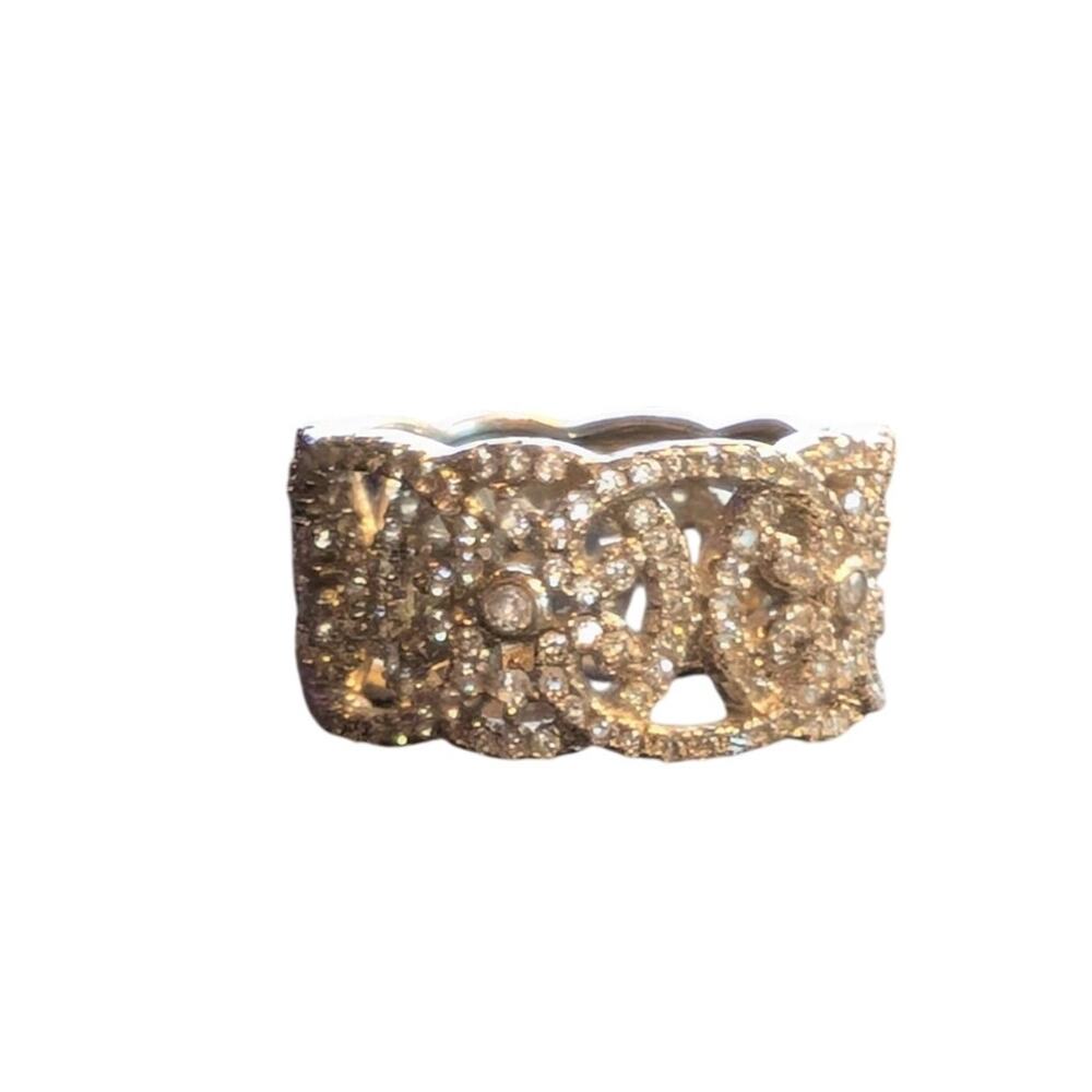 Marked 925 Sterling Silver CZ Encrusted Eternity Band Ring Size 5.25